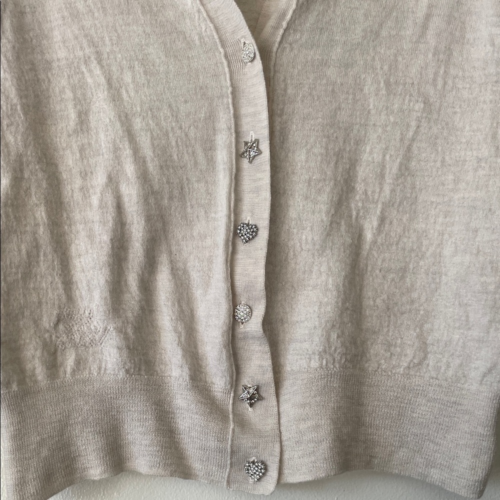 Zadig & Voltaire|Beige Cardigan Sweater with Jeweled Buttons| XS| EUC - Picture 3 of 8